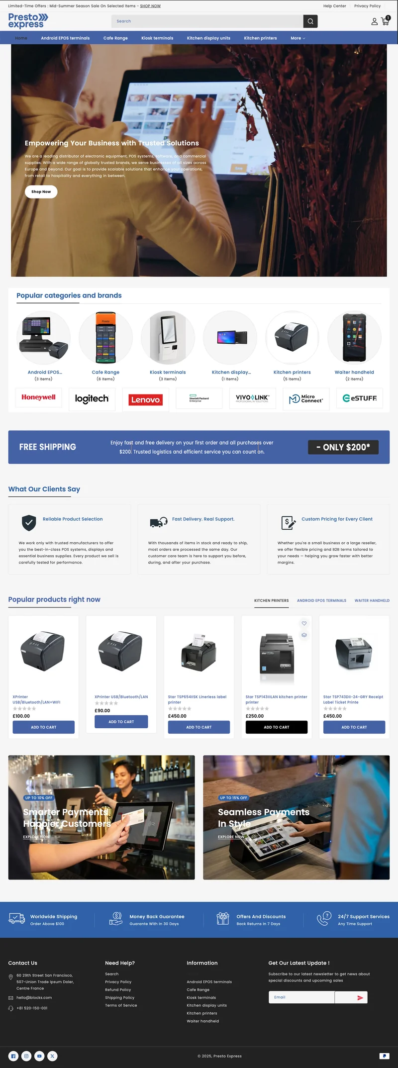 Shopify Website for POS Systems & Commercial Technology Store