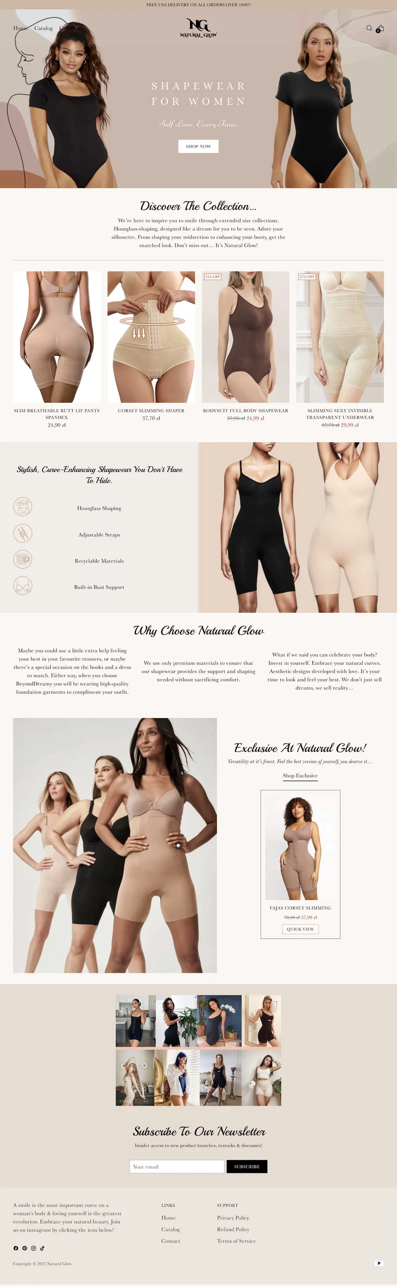 Shopify Store Design for a Women's Shapewear Brand