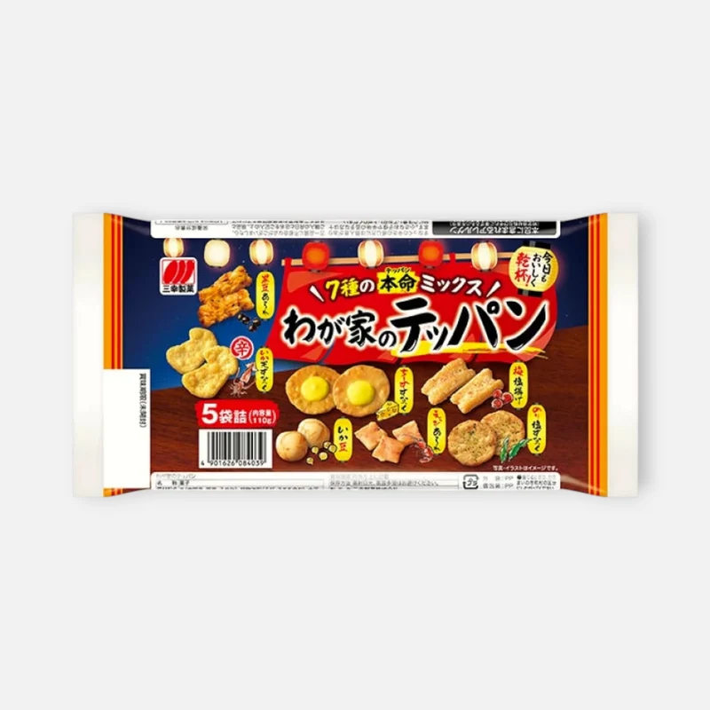 Sanko Seika Wagaya no Teppan Assorted Rice Crackers 110g (5 Packs)
