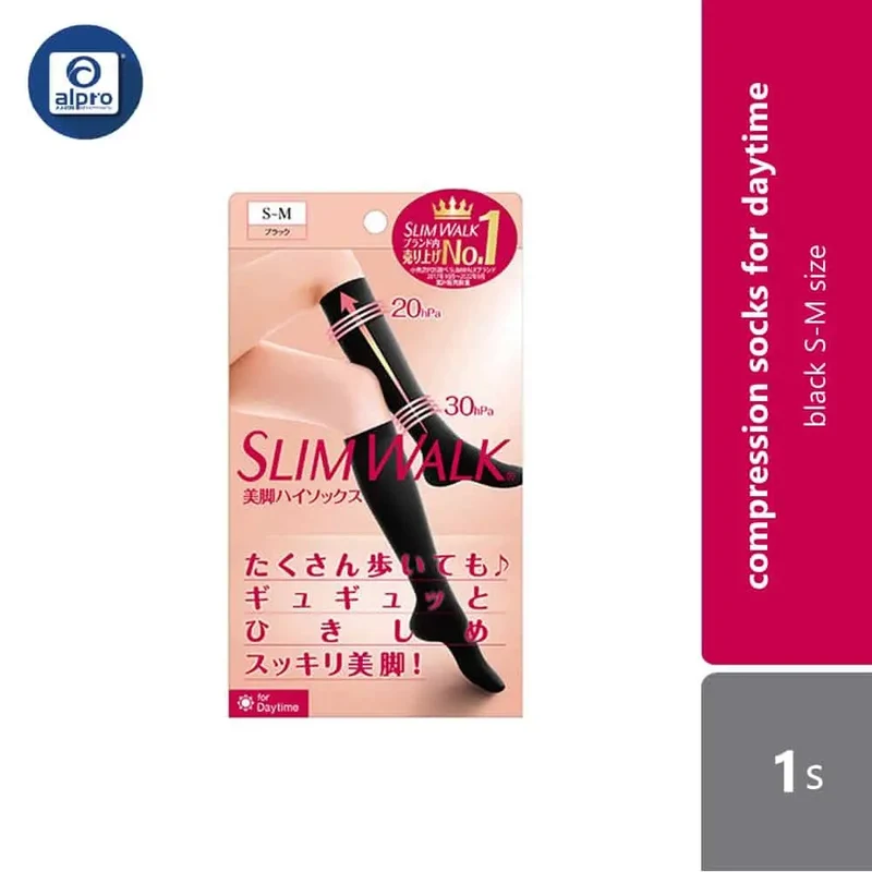 Slimwalk Compression Socks For Daytime Black (S-M) | 1s