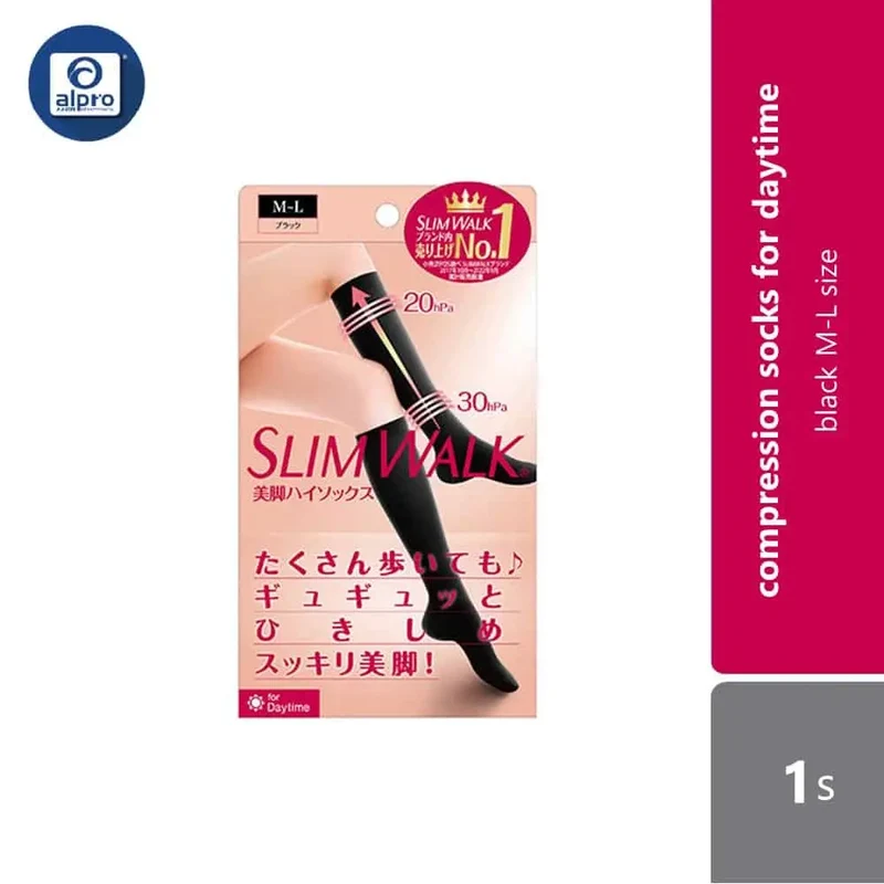 Slimwalk Compression Socks For Daytime Black (M-L) | 1s