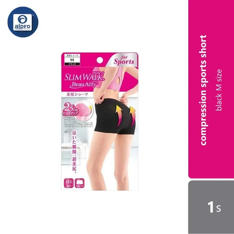 Slimwalk Beautyacty Fitness Compression Short For Sports Black M | 1s