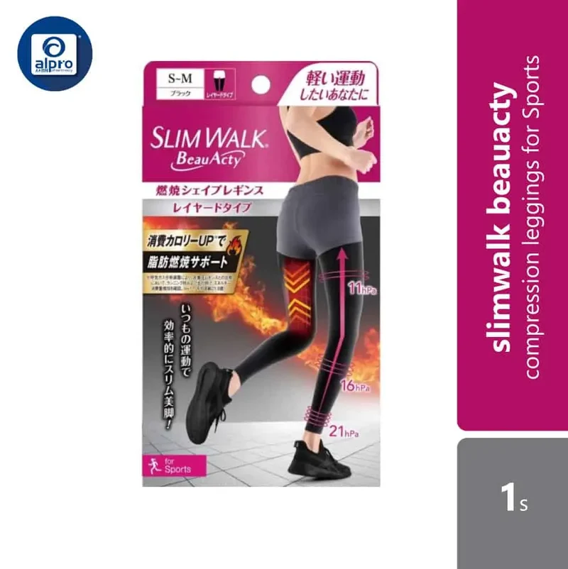 Slimwalk BeauActy Compression Leggings for Sports Black (S-M) | 1s