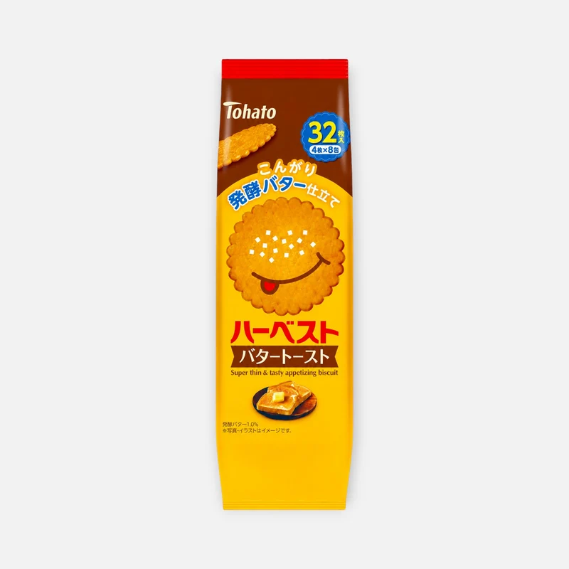 Tohato Harvest Butter Toast Biscuits 88g (32 Pieces)