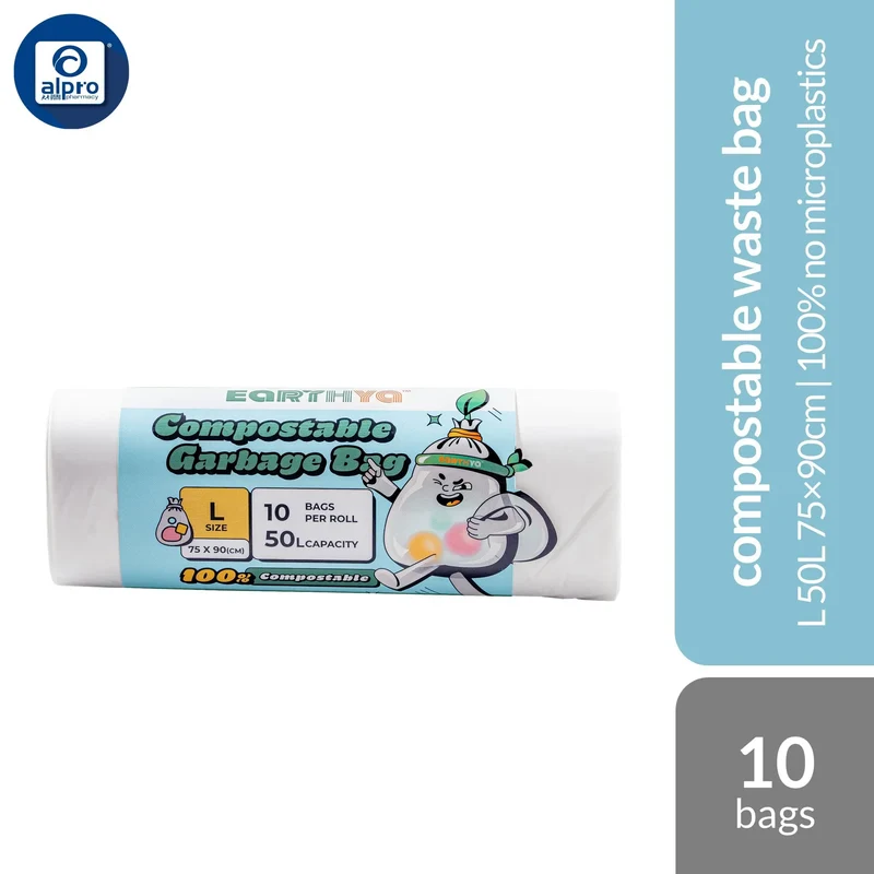 Earthya Compostable Garbage Bag L 10s | 100% No Microplastics & Earth Friendly