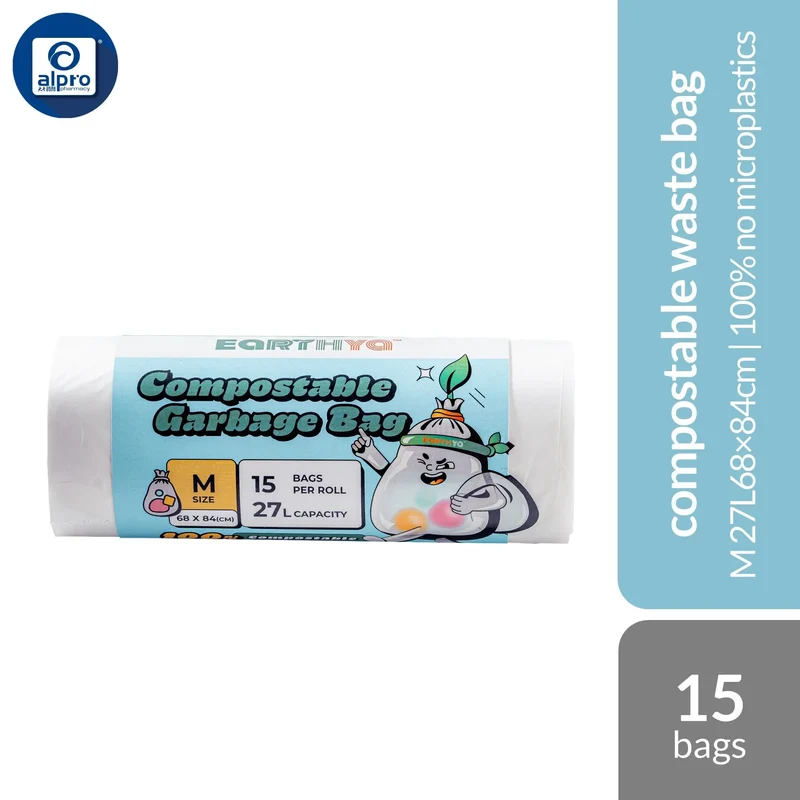 Earthya Compostable Garbage Bag M 15s | 100% No Microplastics & Earth Friendly
