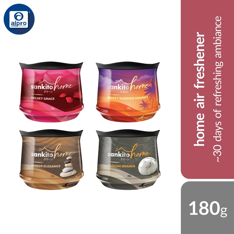 Sankito Home Air Freshener Gel (Sweet Summer Energy/ Velvet Grace/ Amber Elegance/ Tuscan Orange) 180g | Lovely Ambiance