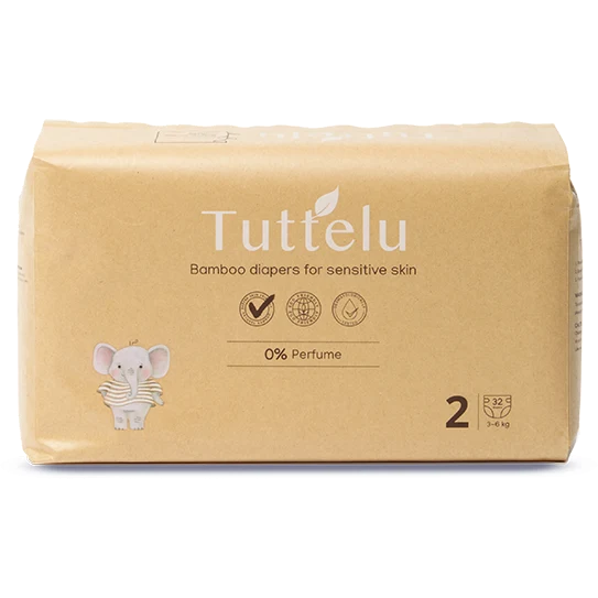 Tuttelu Bambusblöjor för känslig hud | Stl. 2, 3–6 kg