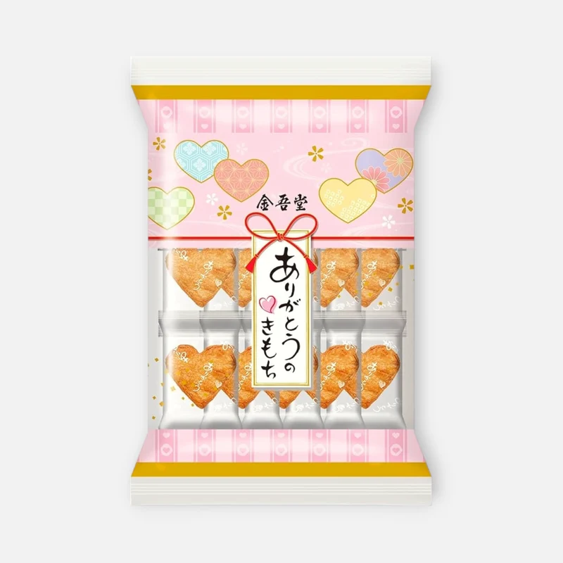 Kingodo Arigato No Kimochi Heart Shaped Rice Crackers (15 units)