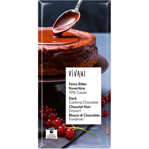 Vivani mörk överdragschoklad 70% Ekologisk | 150 g