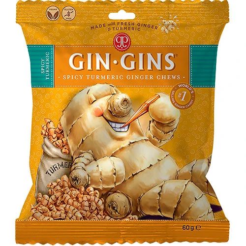 The Ginger People Ginger Chews (Gin Gins) Spicy Turmeric | 60 g