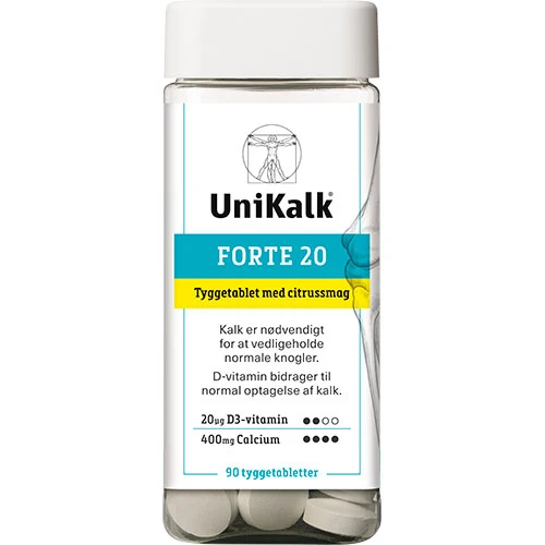 UniKalk Forte 20 tyggetablet | 90 tabletter