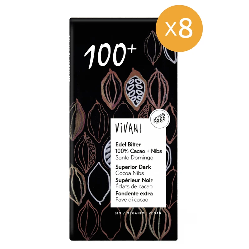 Vivani Grand Cru 100 % Kakao Ekologisk | 8 x 80 g