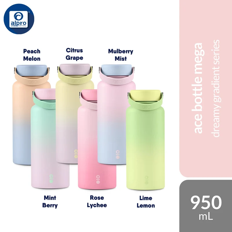 Montigo Ace Bottle Mega Dreamy Gradient Series (Peach / Mint / Citrus/ Rose/ Mulberry/ Lime) 950mL