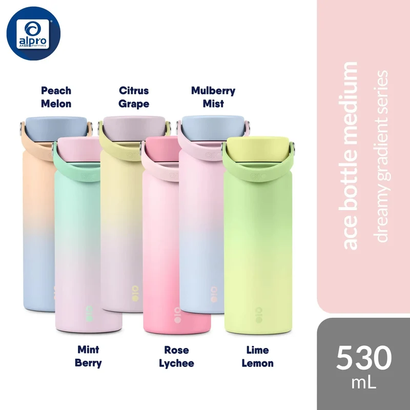 Montigo Ace Bottle Medium Dreamy Gradient Series (Peach / Mint / Citrus/ Rose/ Mulberry/ Lime) 530mL