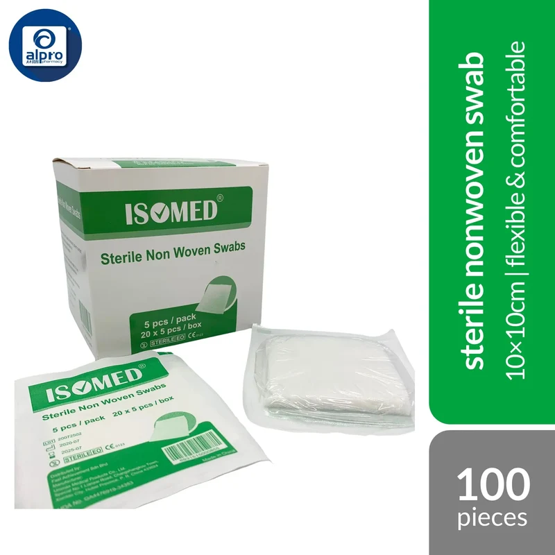 Isomed Sterile Non-Woven Swab 10×10cm 100s | Flexible & Comfortable Swab