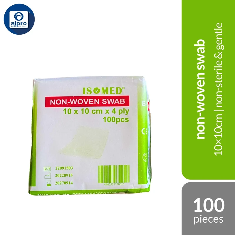 Isomed Non Woven Swab 10×10cm 100s | Non-Sterile & Gentle To Skin