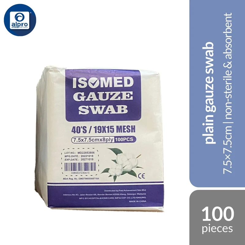 Isomed Plain Gauze Swab 7.5cm | Non-Sterile & High Absorbent Material