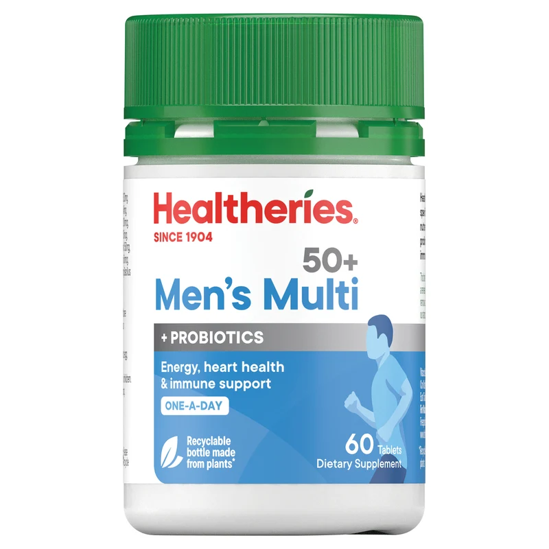 Healtheries 50+ Men's Multi with Probiotics One-A-Day 60 Tablets