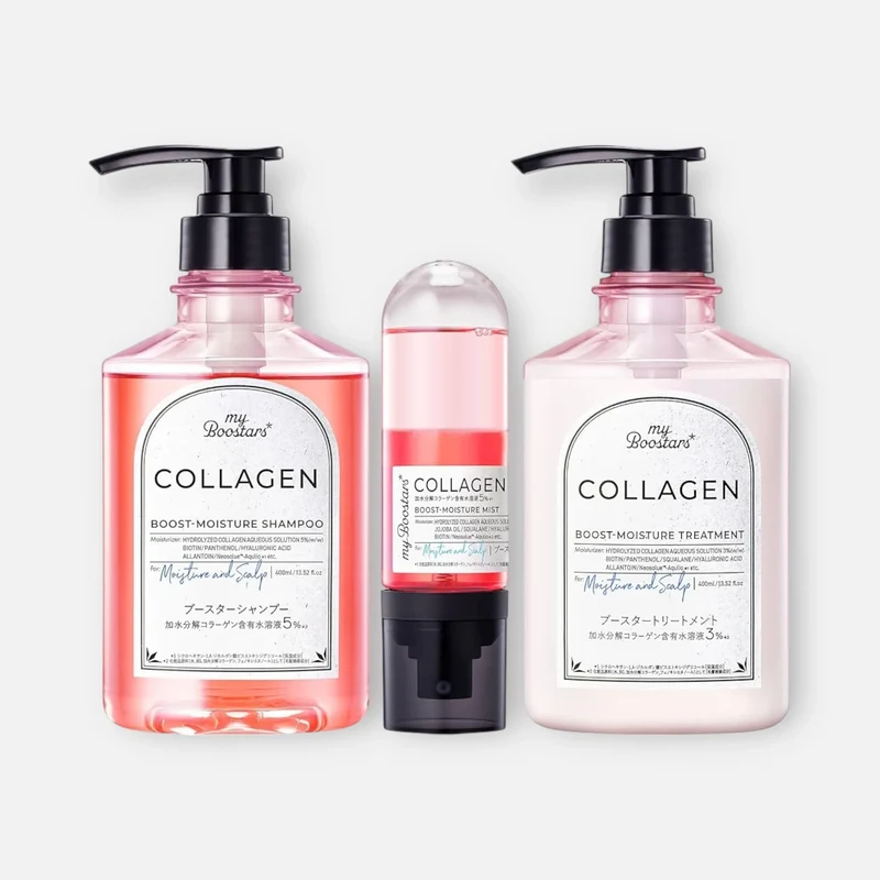 My Boostars Collagen Boost Moisture Shampoo, Treatment & Mist Serum SET (400ml x2 + 90ml)