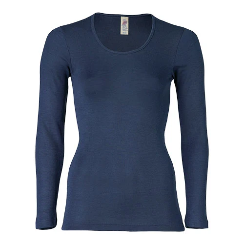 Engel Natur Långärmad Blus, Ull/silke, Marin | Str. 46/48