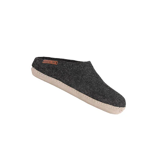 SHUS Ulltoffel m. Läder Sula Dark Grey | 36