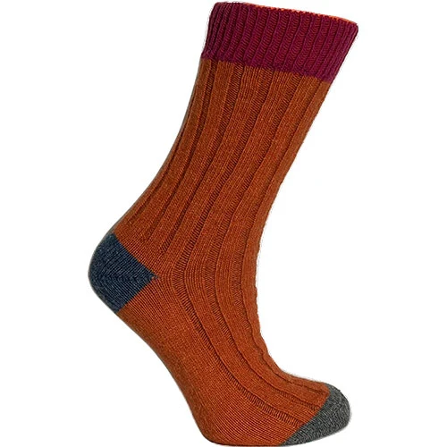 Merinould Strumpor Cerise/orange | Strl. 35/38