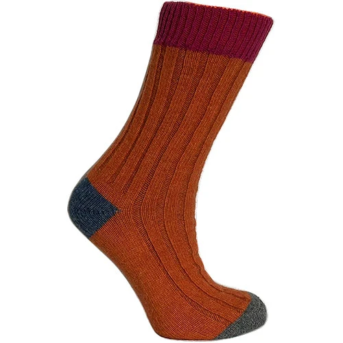 Merinould Strumpor Cerise/orange | Strl. 43/46