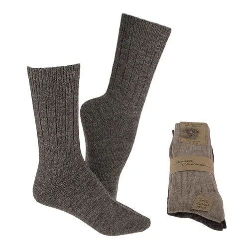 Alpaka Ullstrumpor Brun & Beige Tunna 2-pack | Strl. 43/46