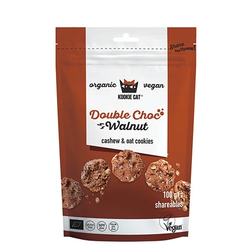 Kookie Cat Dubbel Choklad Valnöt Ekologisk | 100 g