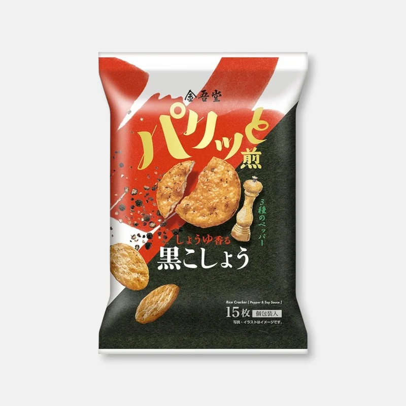Kingodo Soy Sauce & Black Pepper Flavored Rice Crackers (14 units)