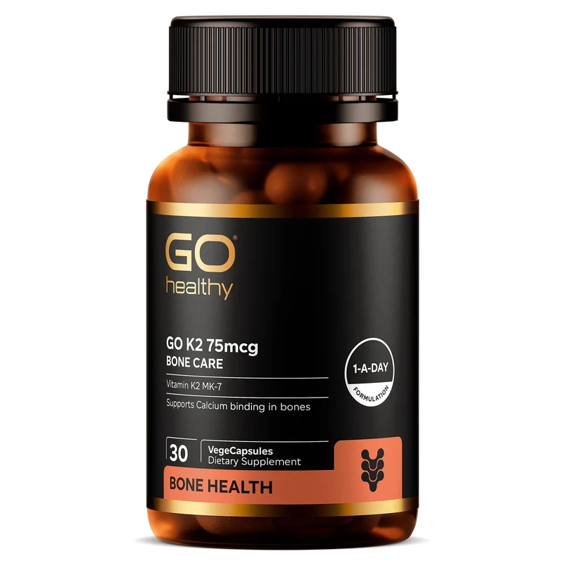 GO Healthy GO K2 75mcg Vitamin K2 Bone Care Supplement 30 Capsules