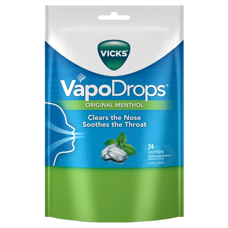 Vicks VapoDrops Original Menthol Throat Lozenges 24 Pack