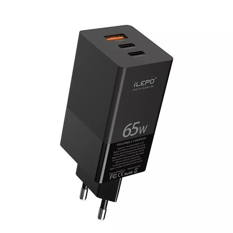 65W Multifunksjonell 3 i 1 USB Adapter lader GaN Reiselader