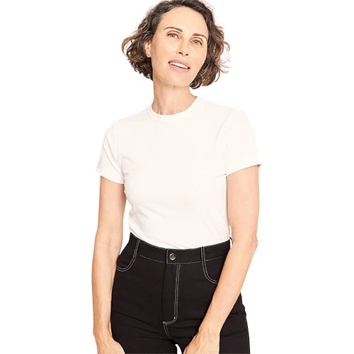 Boody Women's Ribbed Crew Neck T-shirt Vit | Stl. XL