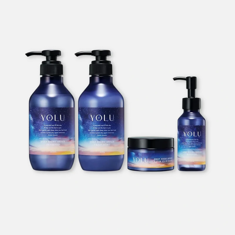 YOLU Deep Night Repair Shampoo, Treatment, Hair Mask & Hair Oil Set (400ml Each + 145g + 80ml)
