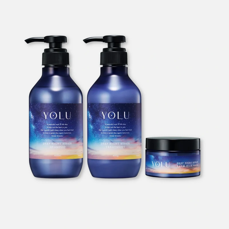 YOLU Deep Night Repair Shampoo, Treatment & Hair Mask Set (400ml Each + 145g)