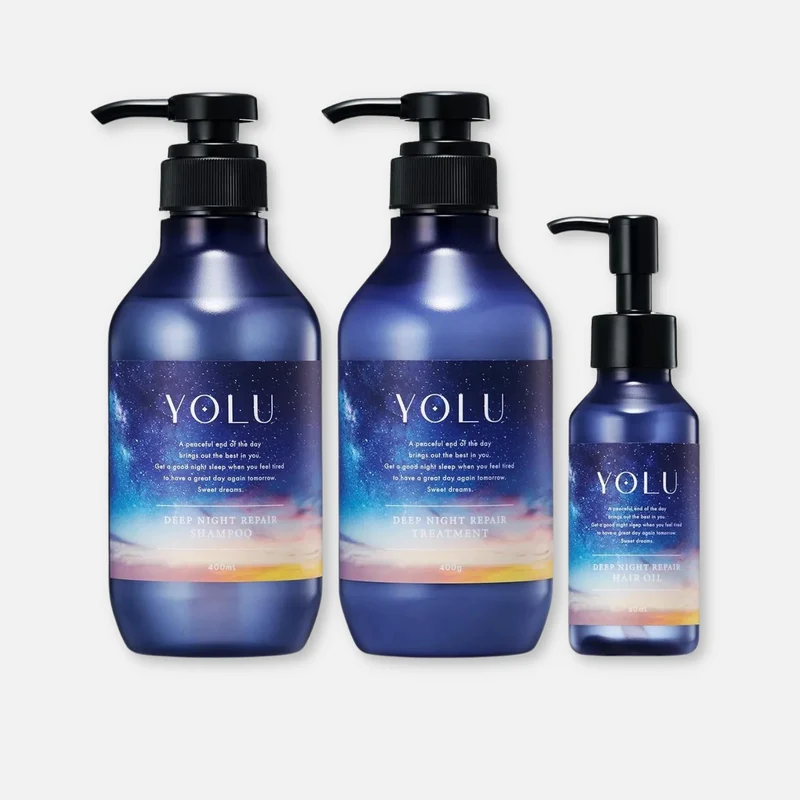 YOLU Deep Night Repair Shampoo, Treatment & Hair Oil Set (400ml Each + 80ml)