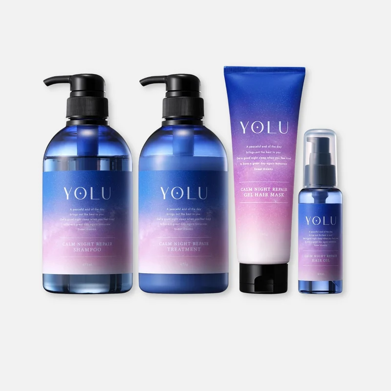 YOLU Calm Night Repair Shampoo, Treatment, Hair Mask & Hair Oil Set (440ml Each + 145g + 75ml)