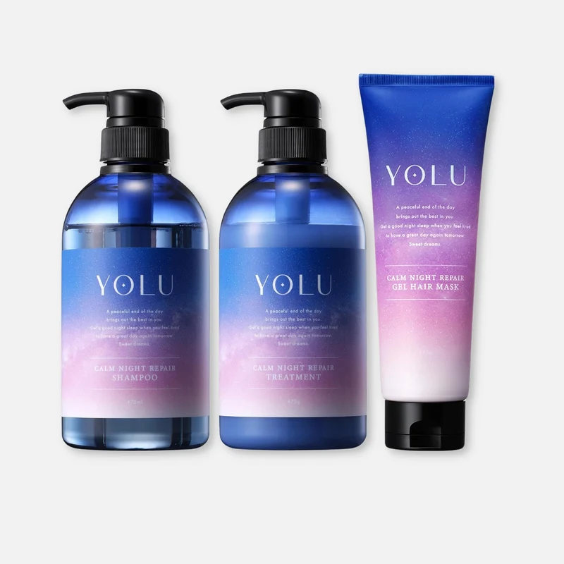 YOLU Calm Night Repair Shampoo, Treatment & Hair Mask Set (440ml Each + 145g)