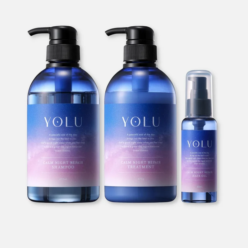 YOLU Calm Night Repair Shampoo, Treatment & Hair Oil Set (440ml Each + 75ml)
