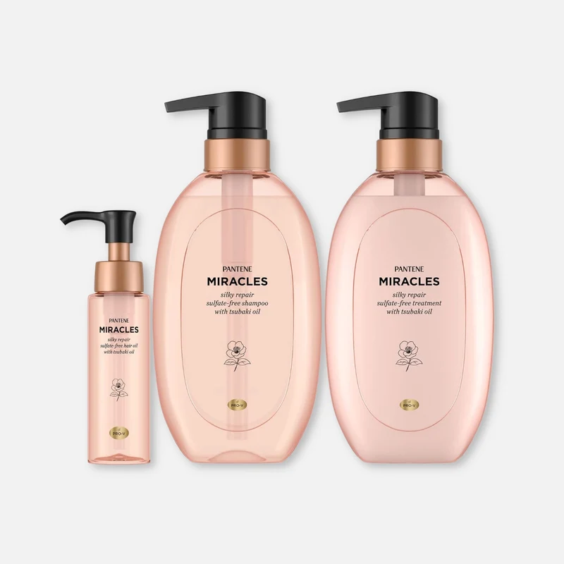 Pantene Japan Miracles Silky Repair Shampoo, Treatment and Hair Oil Set (440ml x2 + 70ml)