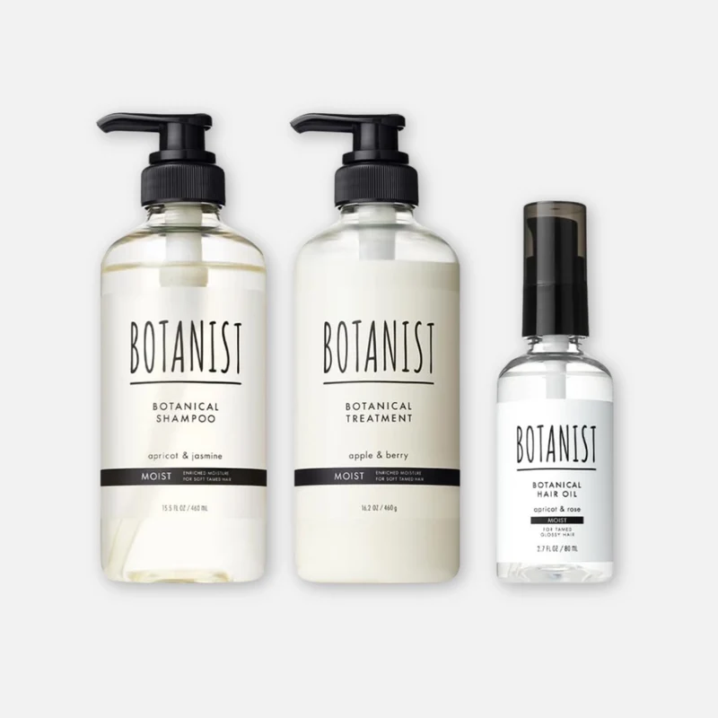 Botanist [Moist] Shampoo, Treatment & Hair Oil Set (460ml x2 + 80ml)