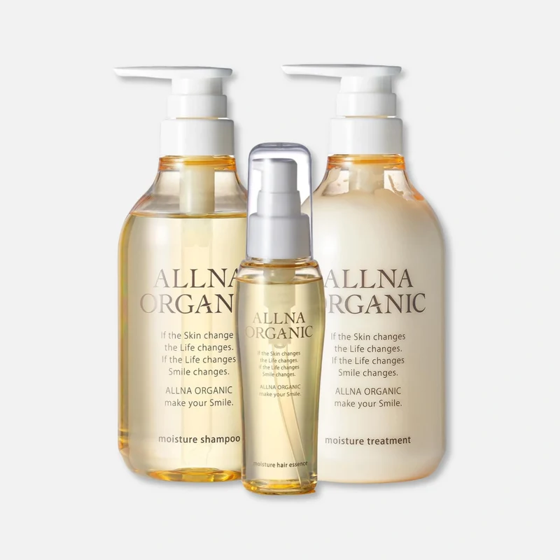 Allna Organic [Moisture] Shampoo, Treatment & Hair Oil Set (500ml x2 + 80ml)