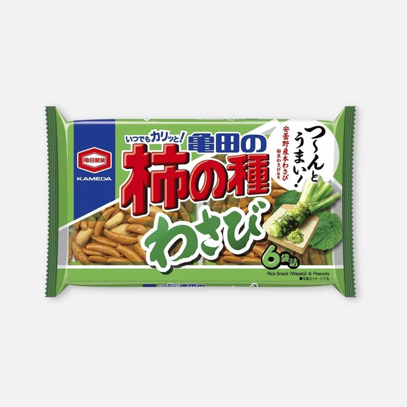 Kameda Kaki No Tane (Wasabi) Peanut Snack 164g (6 Packs Inside)
