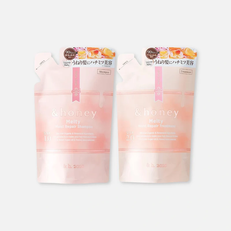 & Honey Melty Moist Repair Shampoo Refill 350ml & Treatment Refill 350g Set