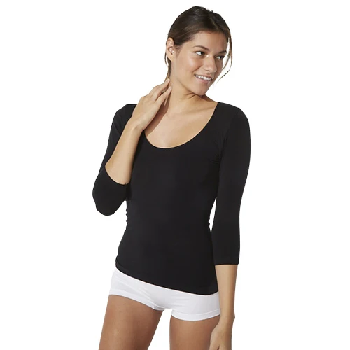 Boody Scoop 3/4 Sleeve Top Svart | Stl. M