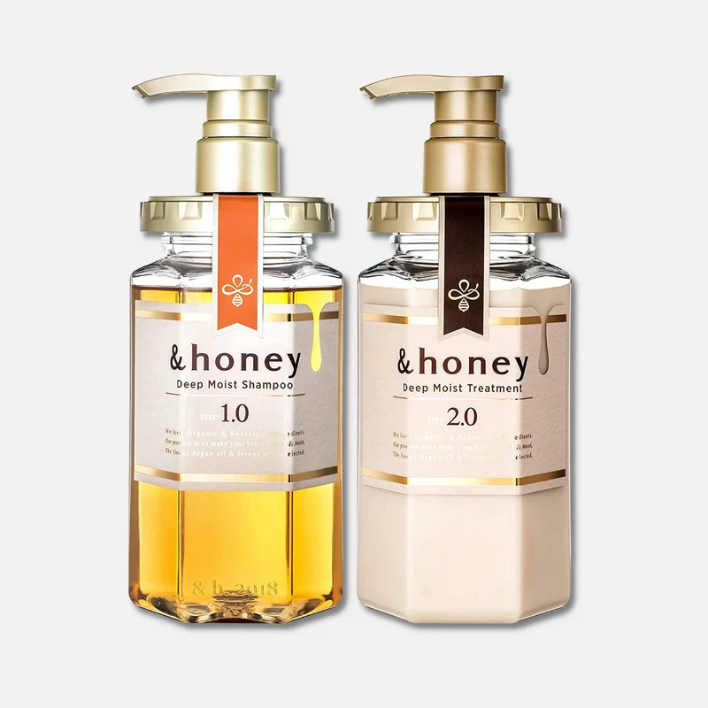 & Honey Deep Moist Shampoo 440ml & Treatment 445g Set