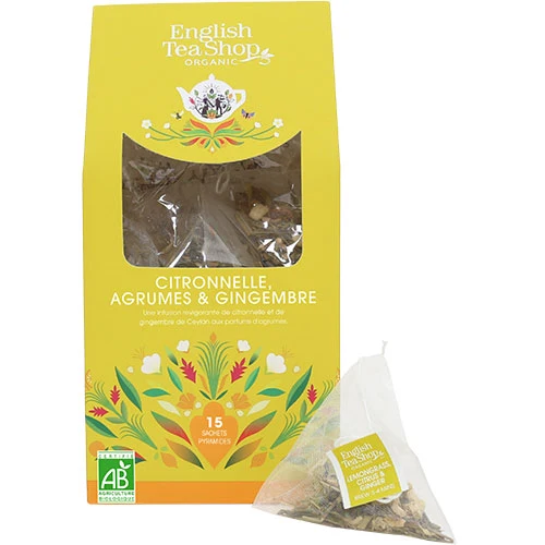 English Tea Shop Koffeinfri Te Lemongrass, Citrus & Ginger Ekologisk | 15 påsar
