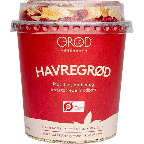GRØD Havregröt m. mandlar, frystorkade hallon Ekologisk & dadlar | 67.9 g
